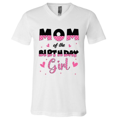 Mom And Dad Of The Birthday Girl Family Matching Party V-Neck T-Shirt