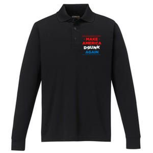 Make America Drunk Again Er Alcohol Alcoholic Gift Funny Gift Performance Long Sleeve Polo