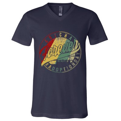 Modern Adoption Day Announcement Gotcha Forever Adoptive Mom V-Neck T-Shirt