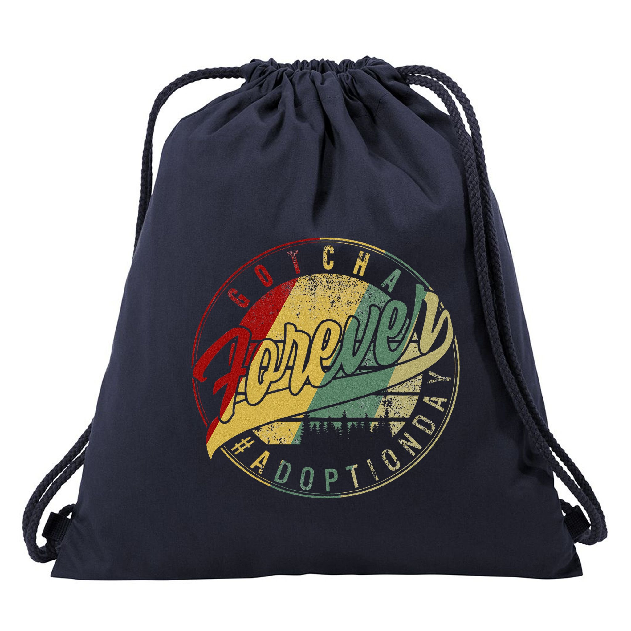Modern Adoption Day Announcement Gotcha Forever Adoptive Mom Drawstring Bag
