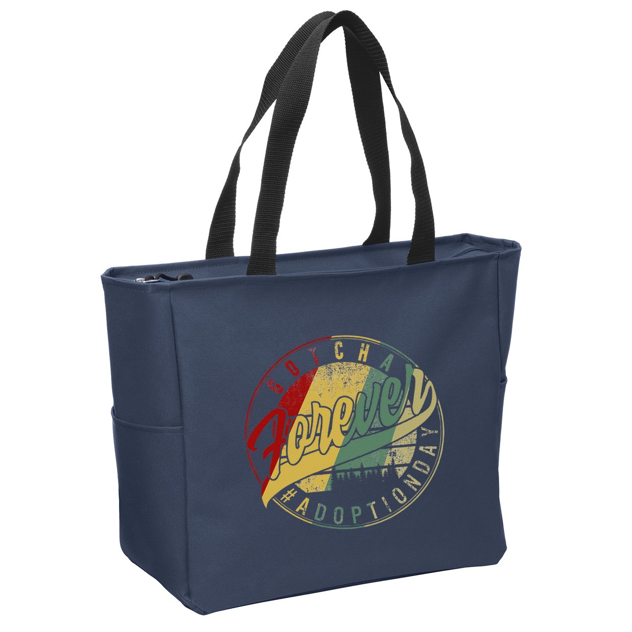 Modern Adoption Day Announcement Gotcha Forever Adoptive Mom Zip Tote Bag
