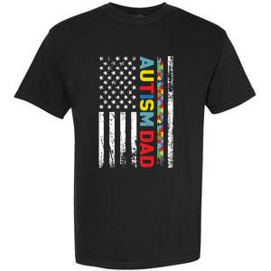 Men Autism Dad Meaningful Gift Fathers Day Dad Autism American Flag Gift Garment-Dyed Heavyweight T-Shirt