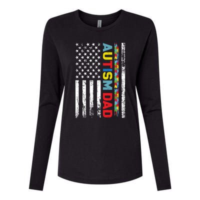 Men Autism Dad Meaningful Gift Fathers Day Dad Autism American Flag Gift Womens Cotton Relaxed Long Sleeve T-Shirt