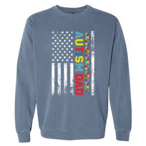 Men Autism Dad Meaningful Gift Fathers Day Dad Autism American Flag Gift Garment-Dyed Sweatshirt