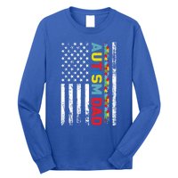 Men Autism Dad Meaningful Gift Fathers Day Dad Autism American Flag Gift Long Sleeve Shirt