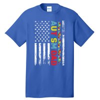 Men Autism Dad Meaningful Gift Fathers Day Dad Autism American Flag Gift Tall T-Shirt