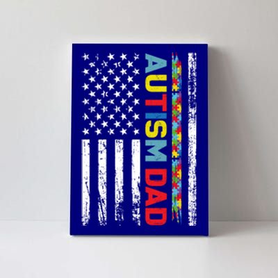 Men Autism Dad Meaningful Gift Fathers Day Dad Autism American Flag Gift Canvas