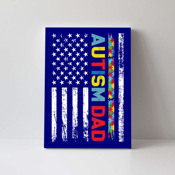 Men Autism Dad Meaningful Gift Fathers Day Dad Autism American Flag Gift Canvas