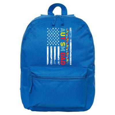 Men Autism Dad Meaningful Gift Fathers Day Dad Autism American Flag Gift 16 in Basic Backpack