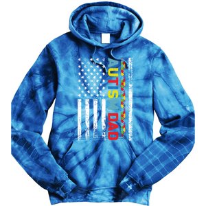 Men Autism Dad Meaningful Gift Fathers Day Dad Autism American Flag Gift Tie Dye Hoodie