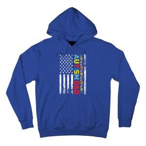 Men Autism Dad Meaningful Gift Fathers Day Dad Autism American Flag Gift Tall Hoodie