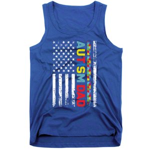 Men Autism Dad Meaningful Gift Fathers Day Dad Autism American Flag Gift Tank Top