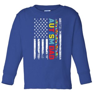 Men Autism Dad Meaningful Gift Fathers Day Dad Autism American Flag Gift Toddler Long Sleeve Shirt