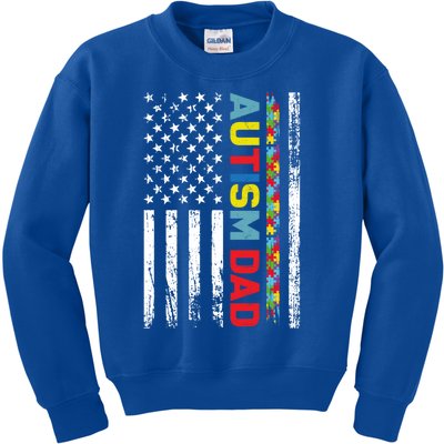 Men Autism Dad Meaningful Gift Fathers Day Dad Autism American Flag Gift Kids Sweatshirt