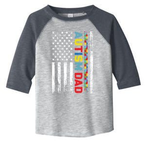 Men Autism Dad Meaningful Gift Fathers Day Dad Autism American Flag Gift Toddler Fine Jersey T-Shirt