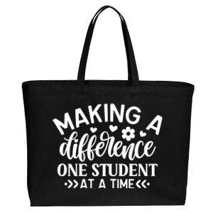 Making A Difference One Student At A Time School Teacher Gift Cotton Canvas Jumbo Tote