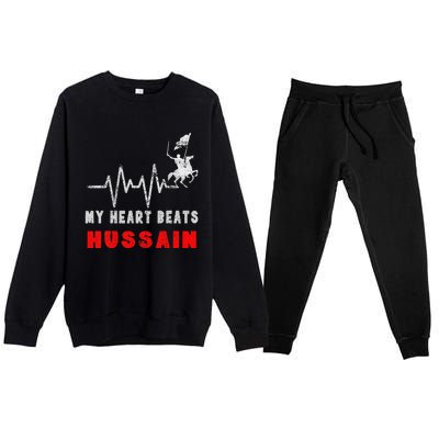 Muharram Ashura Day Karbala Ya Hussain Heartbeat Premium Crewneck Sweatsuit Set