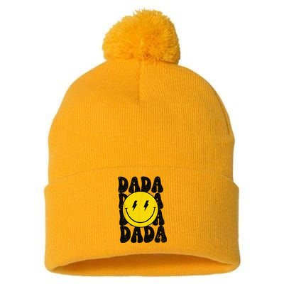 Mama And Dada Smiling Face Bolt Eyes Pregnancy Announcement Pom Pom 12in Knit Beanie