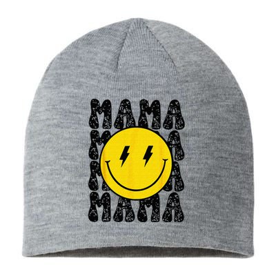 Mama And Dada Smiling Face Bolt Eyes Pregnancy Announcement Sustainable Beanie