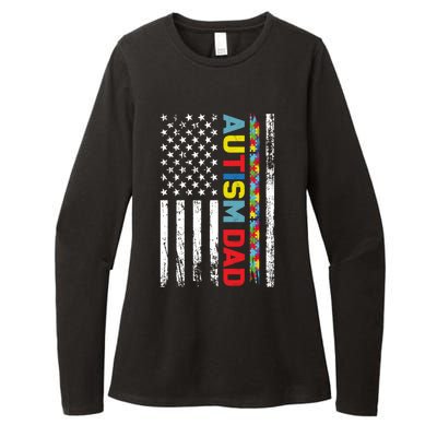 Men Autism Dad Great Gift Fathers Day Dad Autism American Flag Gift Womens CVC Long Sleeve Shirt