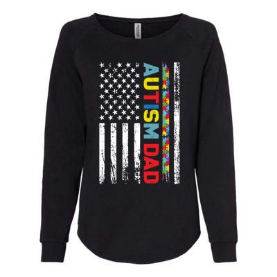 Men Autism Dad Great Gift Fathers Day Dad Autism American Flag Gift Womens California Wash Sweatshirt