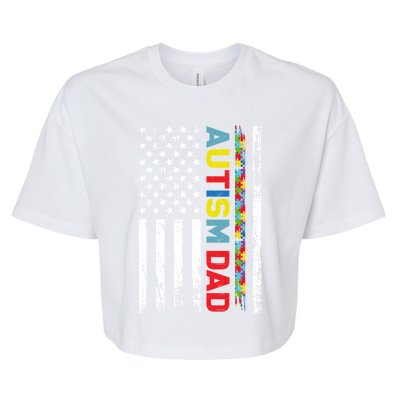 Men Autism Dad Great Gift Fathers Day Dad Autism American Flag Gift Bella+Canvas Jersey Crop Tee