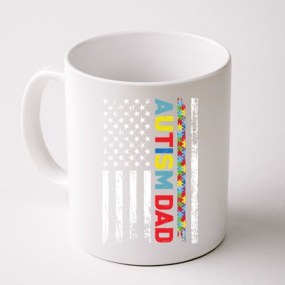 Men Autism Dad Great Gift Fathers Day Dad Autism American Flag Gift Coffee Mug