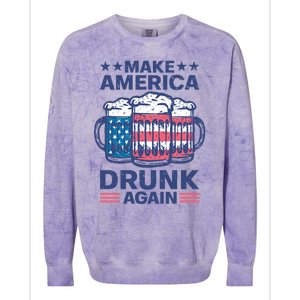 Make America Drunk Again 4th Of July Independence Day Beer Gift Colorblast Crewneck Sweatshirt