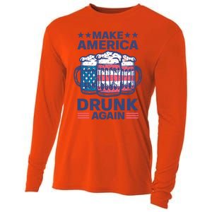 Make America Drunk Again 4th Of July Independence Day Beer Gift Cooling Performance Long Sleeve Crew