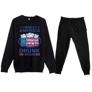 Make America Drunk Again 4th Of July Independence Day Beer Gift Premium Crewneck Sweatsuit Set