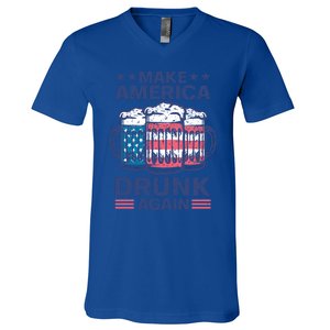 Make America Drunk Again 4th Of July Independence Day Beer Gift V-Neck T-Shirt