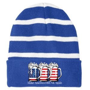 Make America Drunk Again Ing Tops Wives Gift Striped Beanie with Solid Band