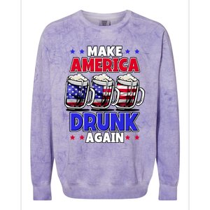 Make America Drunk Again Funny 4th Of July Cute Gift Colorblast Crewneck Sweatshirt