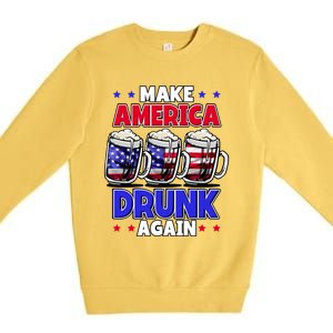 Make America Drunk Again Funny 4th Of July Cute Gift Premium Crewneck Sweatshirt