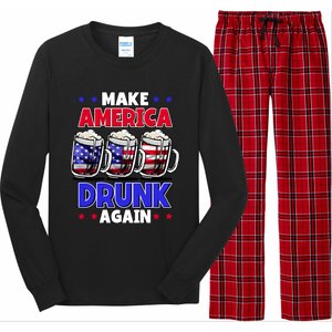 Make America Drunk Again Funny 4th Of July Cute Gift Long Sleeve Pajama Set