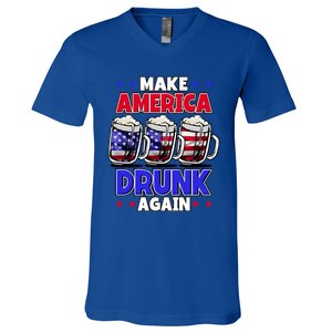 Make America Drunk Again Funny 4th Of July Cute Gift V-Neck T-Shirt