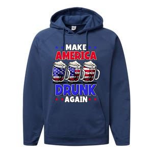 Make America Drunk Again Funny 4th Of July Cute Gift Performance Fleece Hoodie