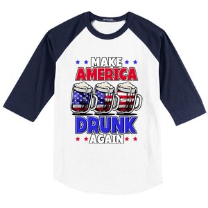 Make America Drunk Again Funny 4th Of July Cute Gift Baseball Sleeve Shirt