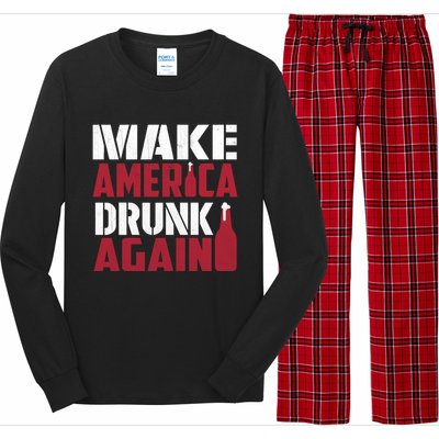 Make America Drunk Again Funny Patriotic Meaningful Gift Long Sleeve Pajama Set