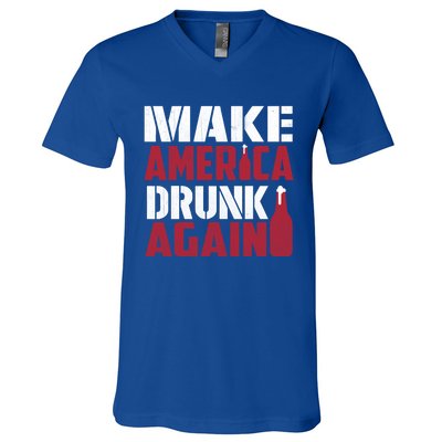 Make America Drunk Again Funny Patriotic Meaningful Gift V-Neck T-Shirt