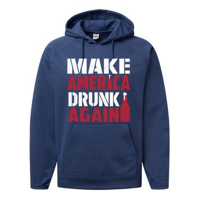 Make America Drunk Again Funny Patriotic Meaningful Gift Performance Fleece Hoodie