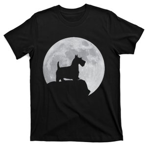 Moon And Dog Silhouette Scottish Terrier T-Shirt