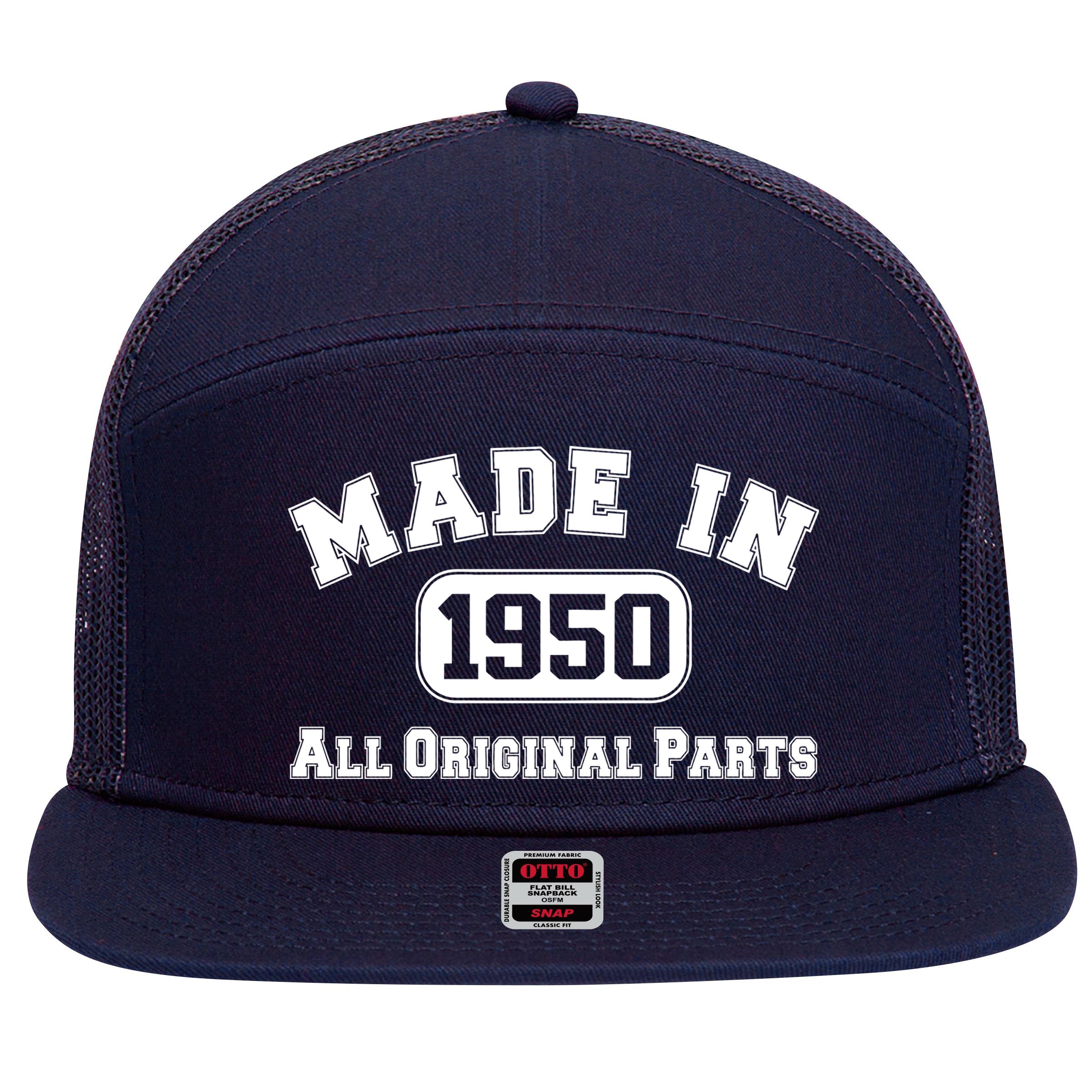 Made In 1950 All Original Parts 7 Panel Mesh Trucker Snapback Hat