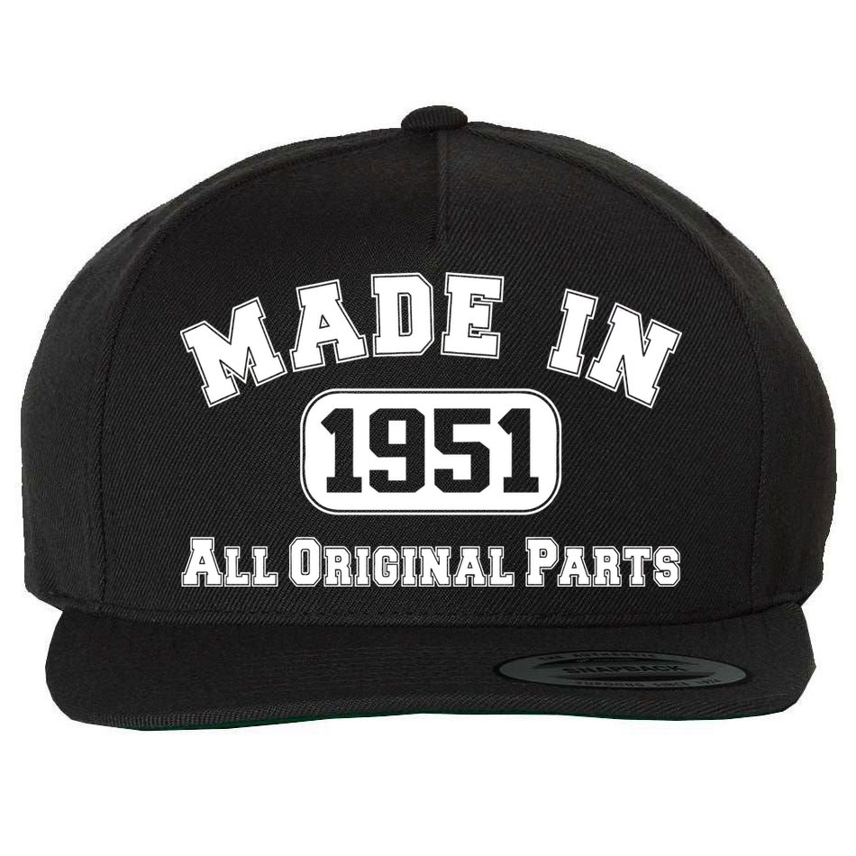Made In 1951 All Original Parts Wool Snapback Cap