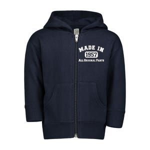 Made In 1957 All Original Parts Toddler Zip Fleece Hoodie