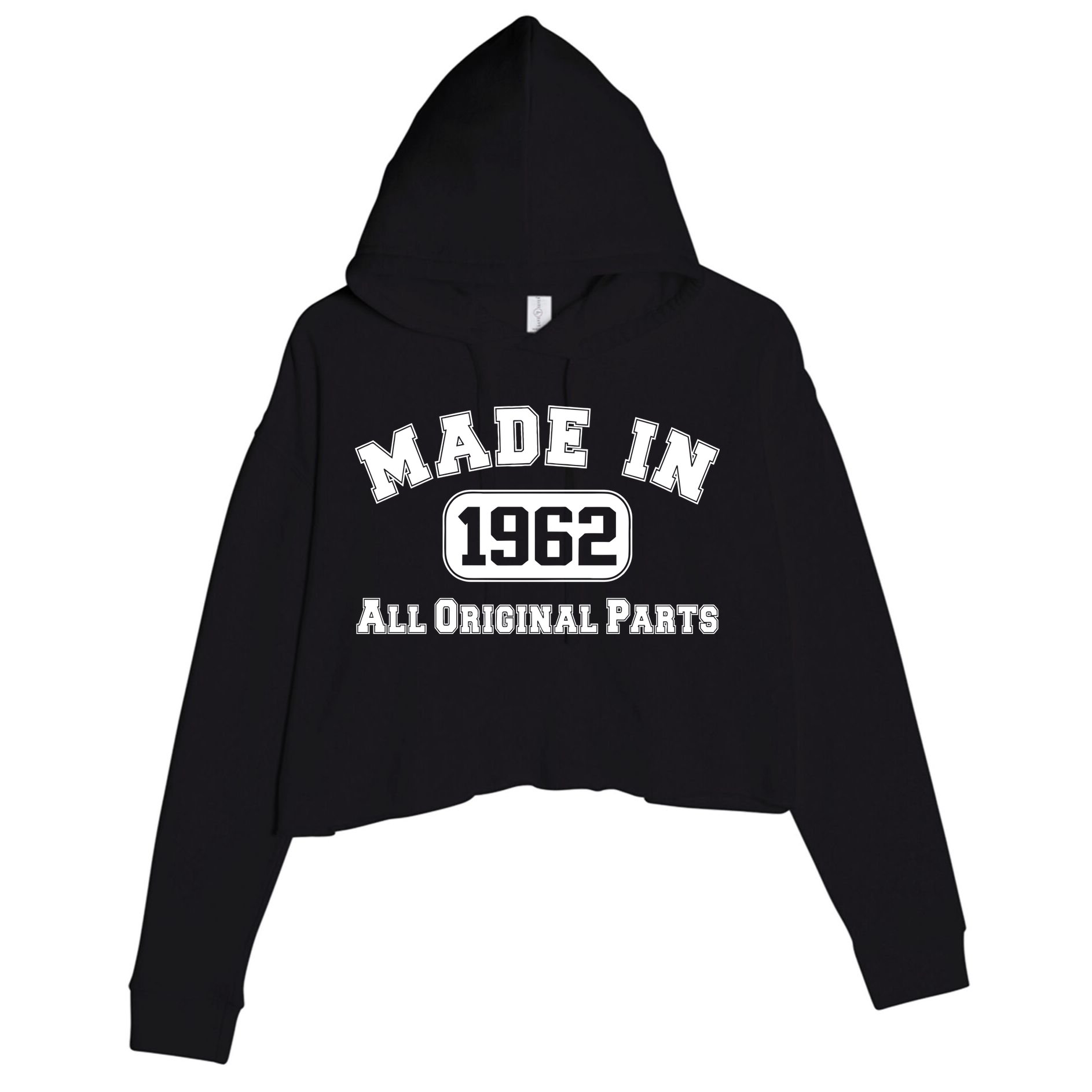 Made In 1962 All Original Parts Crop Fleece Hoodie