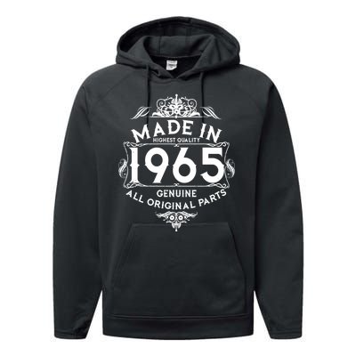 Made In 1965 Aged To Perfection Vintage Bithday Performance Fleece Hoodie