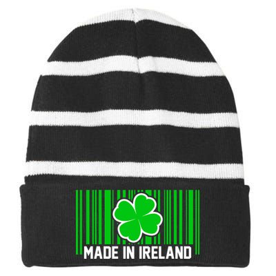 Made In Ireland -Irish Distressed Logo Striped Beanie with Solid Band