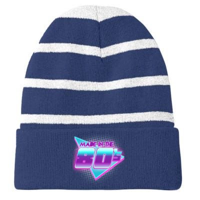 Made In The 80's Cool Retro 1980s Striped Beanie with Solid Band