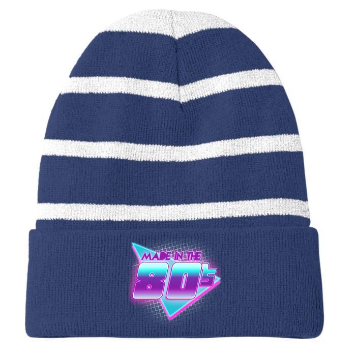 Made In The 80's Cool Retro 1980s Striped Beanie with Solid Band